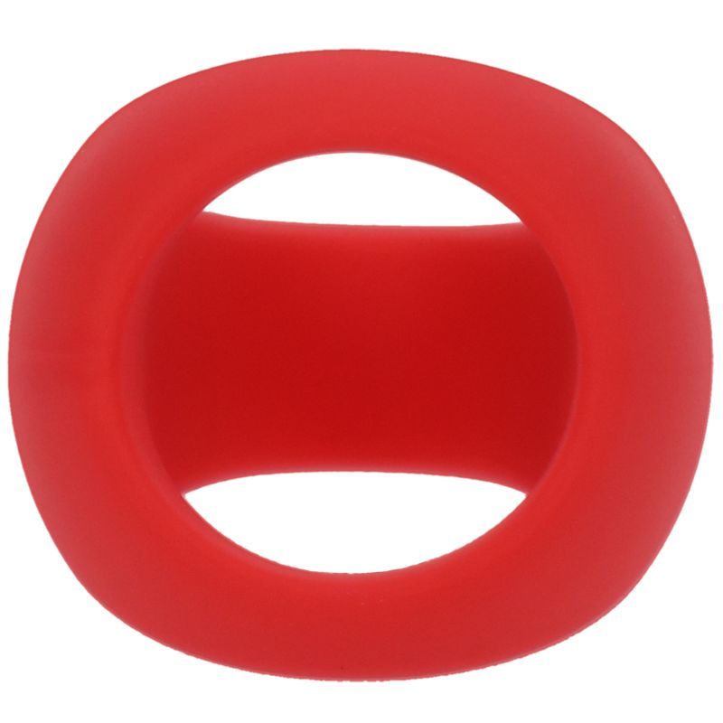 Stirrup silicone cock ring crimson for enhanced erections, made from soft and stretchable silicone for comfort.