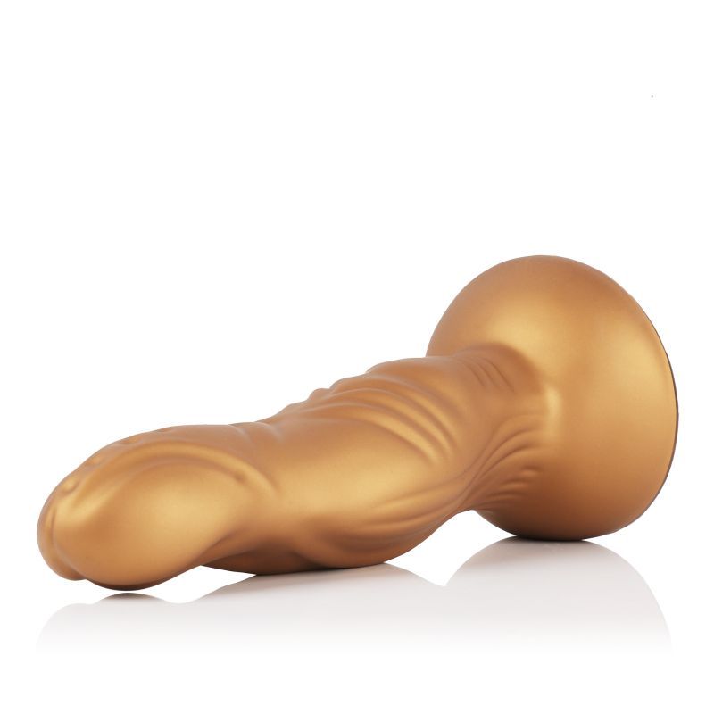 Small liquid silicone dildo in a soft, luxurious finish with a strong suction base, 27cm long and 6cm diameter.