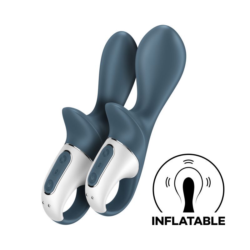 Satisfyer Air Pump Booty 2 Dark Grey showcasing its inflatable features and ergonomic design for customized pleasure.