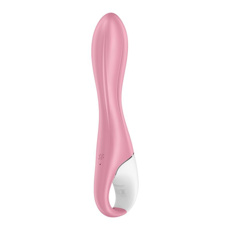 Satisfyer Air Pump Vibrator 2 Light Red featuring an inflatable shaft and control panel for enhanced pleasure.