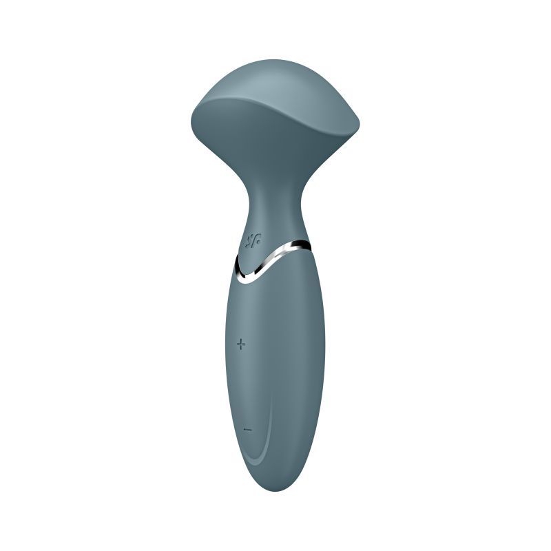 Satisfyer Mini Wand-er in stone grey, a portable silicone massager for sensual on-the-go enjoyment.