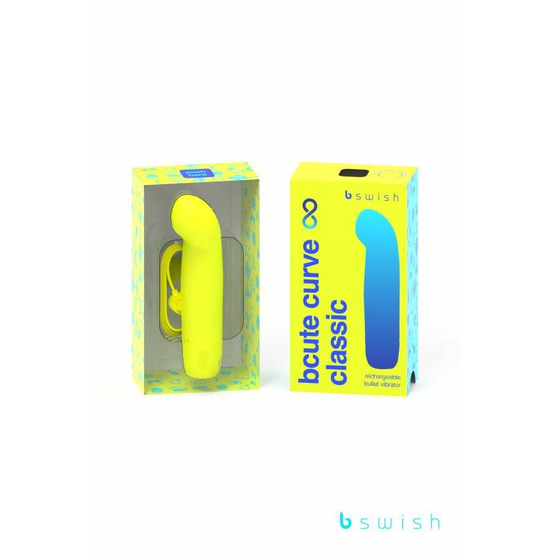 bcute curve infinite classic citrus yellow curved pleasure vibrator in packaging