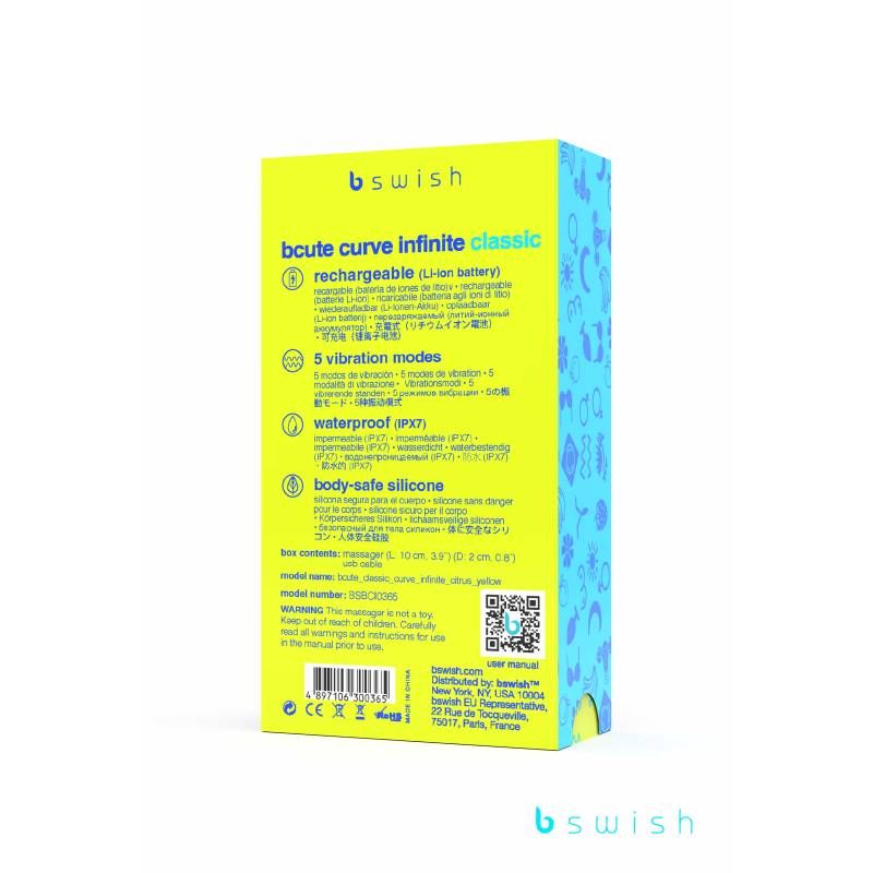 bcute curve infinite classic packaging details with features of curved pleasure vibrator
