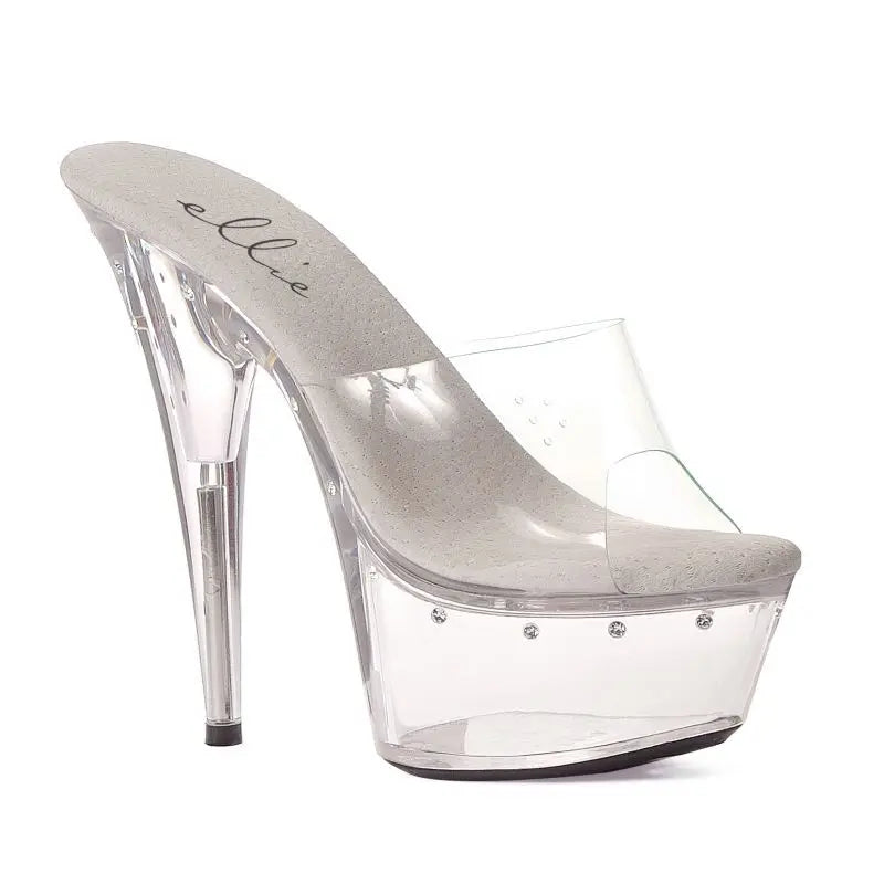 Slip On Rhinestone Platform Clear 6in Ellie Shoes Discreet Intimate Essentials.
