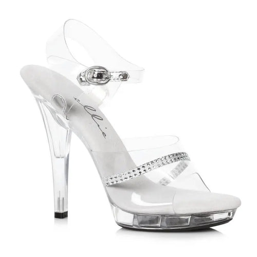 Clear Rhinestone Sandal 5in Ellie Shoes Discreet Intimate Essentials.