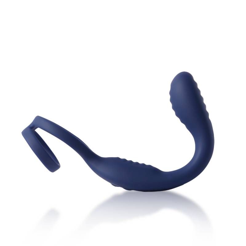 VibraDuo vibrating anal probe and cockring designed for perineum and prostate stimulation.