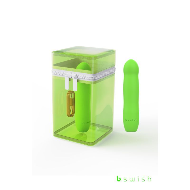 Bdesired Infinite Deluxe Paradise Green USB rechargeable waterproof vibrator in a transparent case.