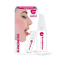 Oral Optimizer Blowjob Gel Strawberry 50ml packaging with model using gel, designed for enhanced oral pleasure.