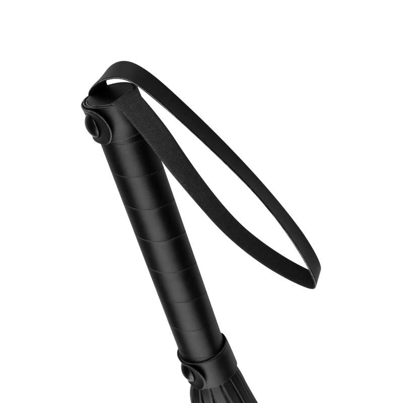 Black flogger from Kinky Bondage Set 5 Pc Black, perfect for BDSM adventures and intimate experiences.