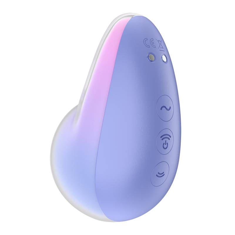 Satisfyer Pixie Dust vibrator in violet/pink with a sleek design and user-friendly controls.