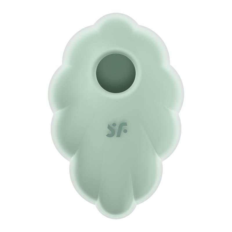 Satisfyer Cloud Dancer vibrator in mint green silicone with elegant design and textured surface.
