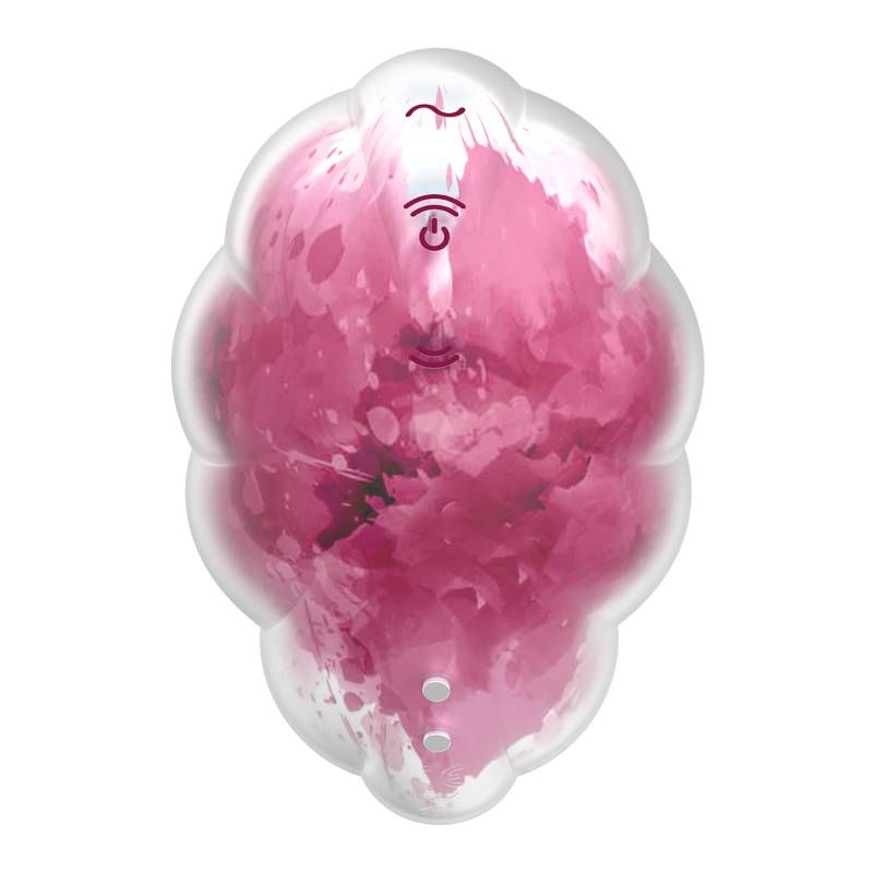 Satisfyer Cloud Dancer vibrator in a soft pink and clear silicone design, showcasing the enchanting aesthetics and technology.