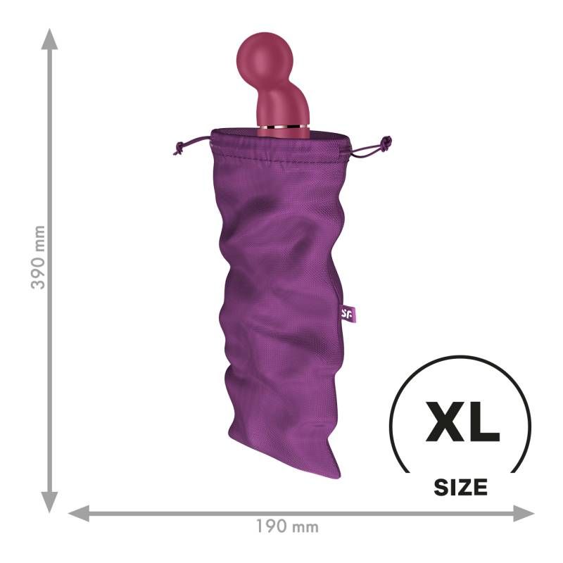 Extra large storage bag for pleasure products in violet color, featuring dimensions of 390 mm by 190 mm.