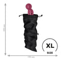 Extra large treasure bag displayed with dimensions, designed for storing pleasure products safely.