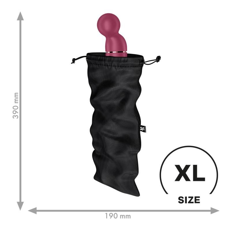 Extra large treasure bag displayed with dimensions, designed for storing pleasure products safely.