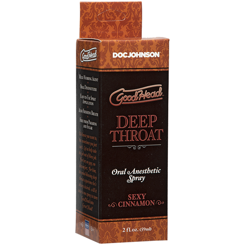 GoodHead Deep Throat Spray Cinnamon 59ml, a deep throat spray desensitizer for enhanced oral pleasure.