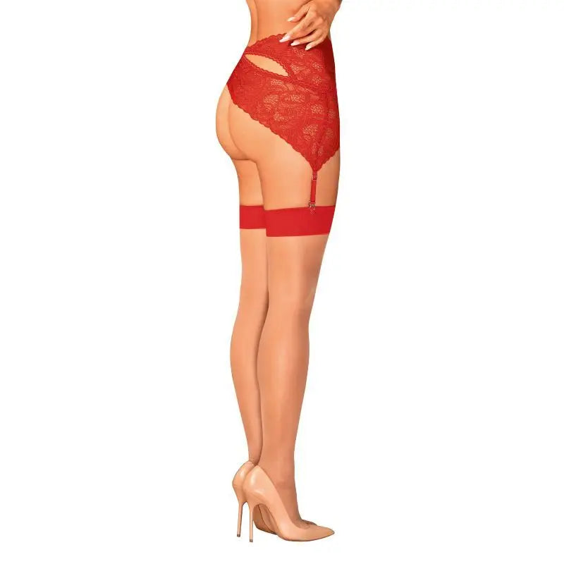 S814 Stockings Red Obsessive Discreet Intimate Essentials.