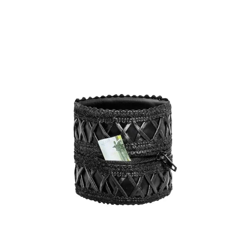 Wrist Wallet with Hidden Zipper Noir Discreet Intimate Essentials.