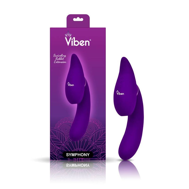 Viben Symphony triple motor vibrator with suction in elegant packaging, featuring a swiveling rabbit extension.