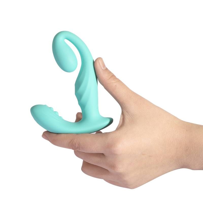 LushVibe sprout-shaped unisex vibrator held in hand, showcasing its unique design for dual stimulation.