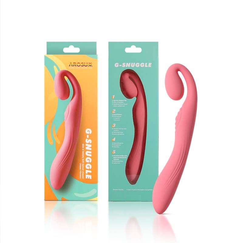 G-Snuggle Ultrasoft unisex sprout-shaped vibrator in packaging, showcasing its sleek design and unique tip.