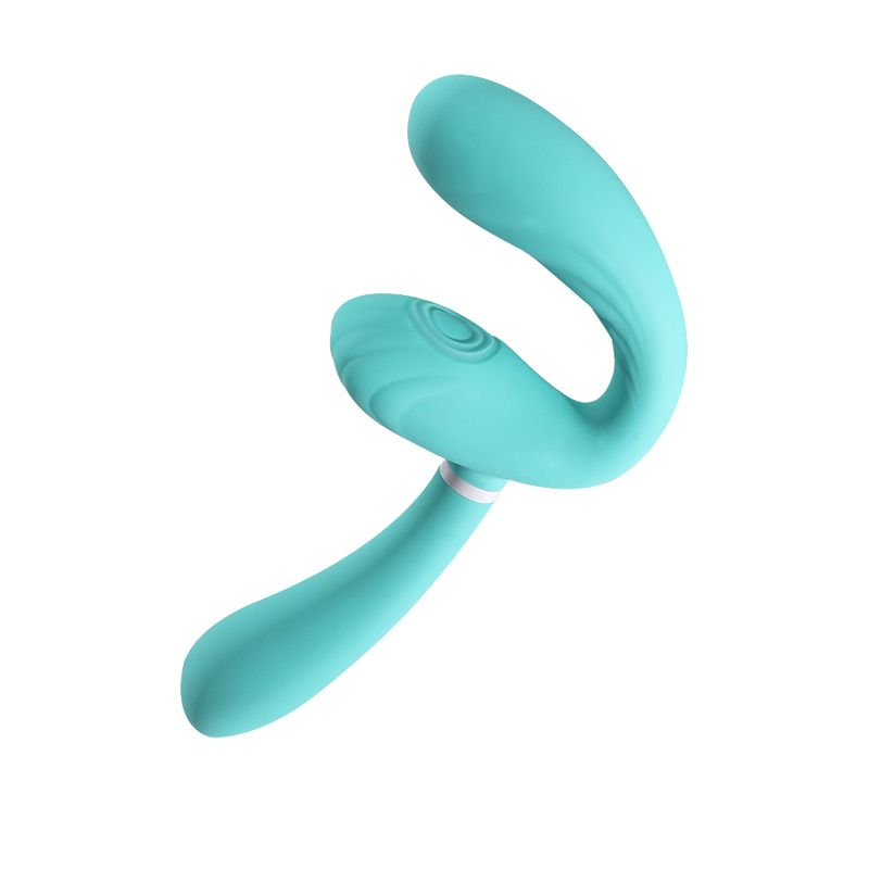 Sapphi detachable strapless strap-on double vibrator in a vibrant teal color for ultimate pleasure.