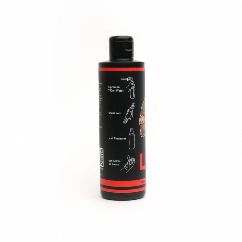 XTRM Lube Powder 225gm (25 Litres) bottle with instructions and dosage information, suitable for creating a clear lubricant.