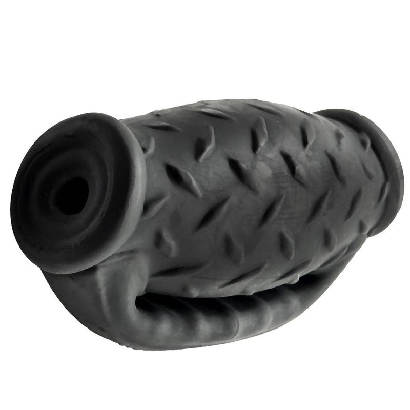 Masterjack Double Penetration JO Black Ice, a heavy-duty stroker with a grip handle for enhanced performance.