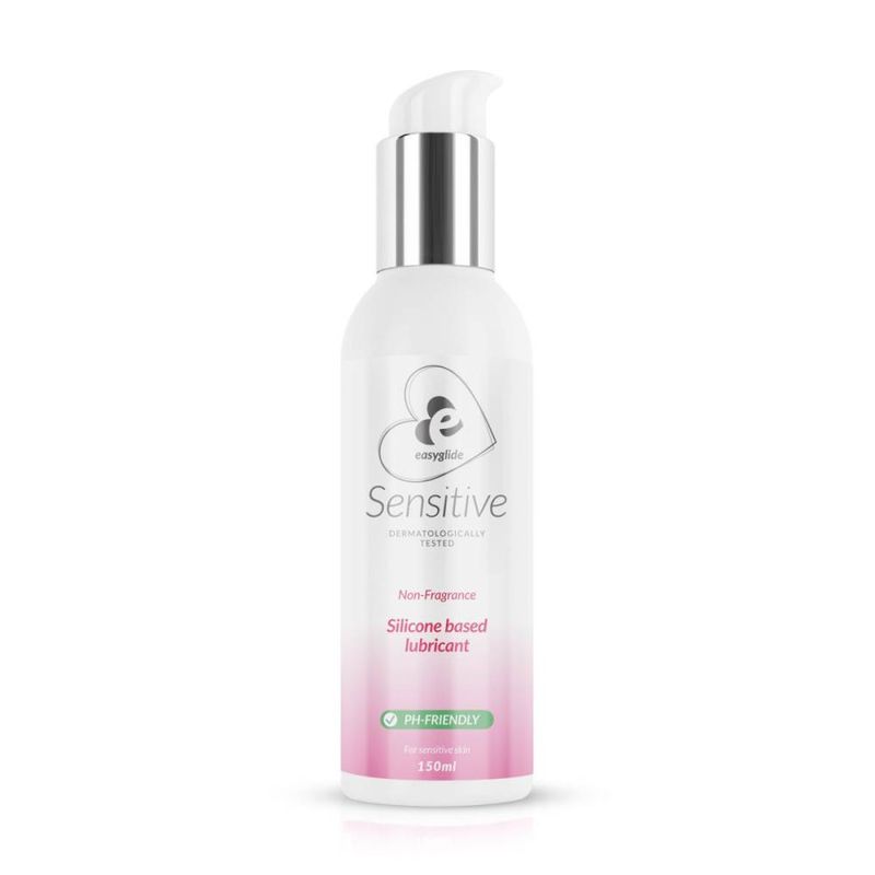 EasyGlide Sensitive Silicone Lubricant 150ml in a sleek bottle for sensitive skin and long-lasting smoothness.