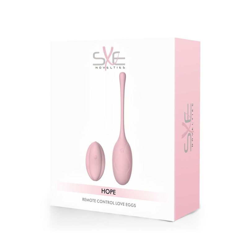 SXE Hope Remote Control Love Egg vibrator packaging, featuring a pink egg-shaped design for intimate pleasure.