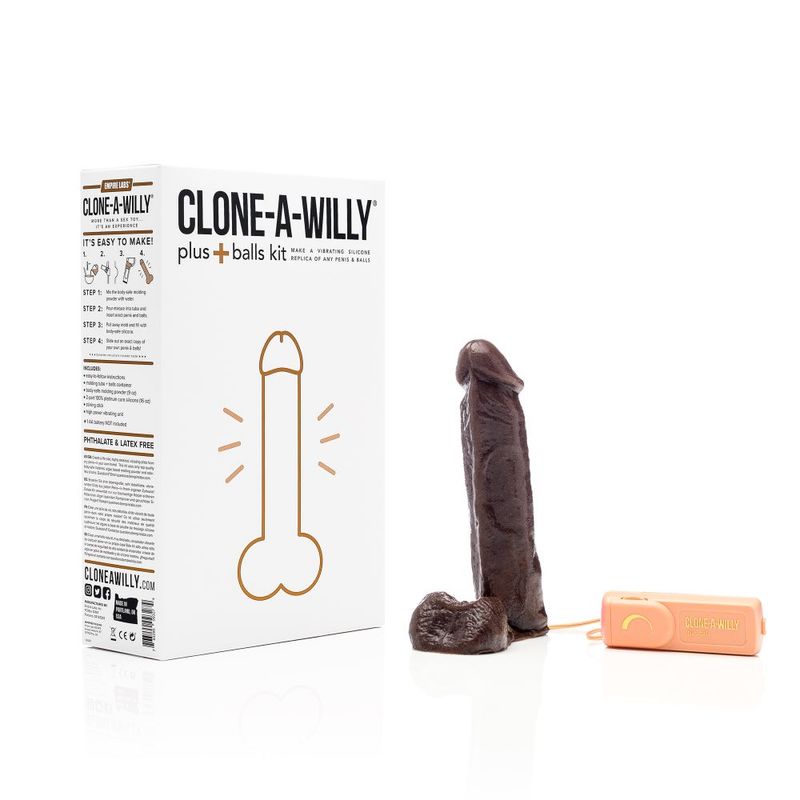 Clone a Willy Plus Balls Kit Deep Skin Tone with silicone replica and mold box