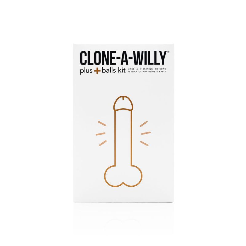Clone a Willy kit deep skin tone packaging showing penis and balls kit for creating a silicone dildo.