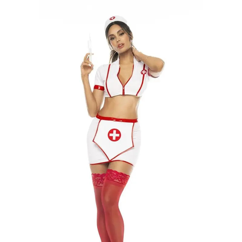 Nurse Costume Vinyl Red Mapale Discreet Intimate Essentials.