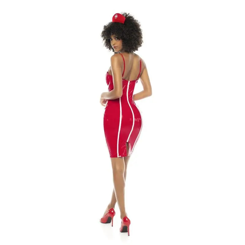 Nurse Costume Vinyl Red Mapale Discreet Intimate Essentials.