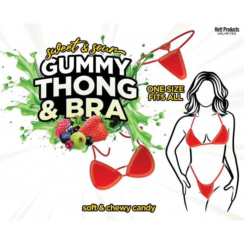 Affordable quality Sweet and Sour Gummy Thong and Bra  from Hott Products by Discreet Intimate Essentials with Discreet Delivery 