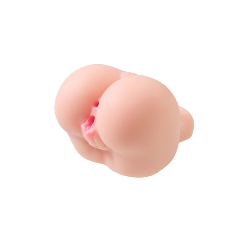 Realistic butt masturbator featuring a detailed textured design, perfect for vaginal and anal stimulation.
