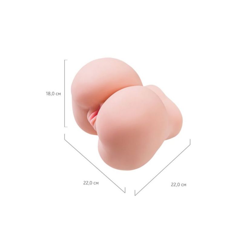 Juicy Butt Masturbator Amanda, realistic design with textured tunnels, measures 22cm x 22cm x 18cm, ideal for intimate essentials.