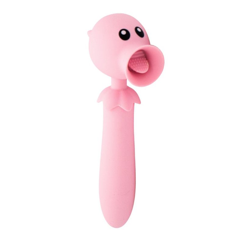 Lick N' Stick Clit Flicker G-Spot Vibrator in pink, featuring a playful design for intimate pleasure.