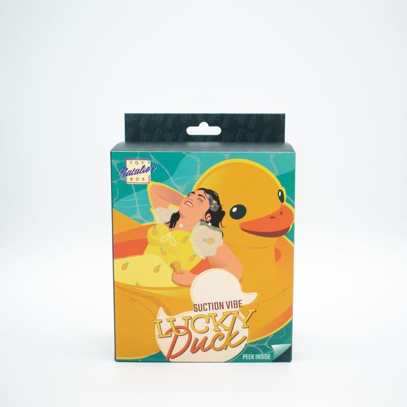 Lucky Duck suction stimulator packaging featuring a playful design and the product name, ideal for clitoral suction stimulator use.