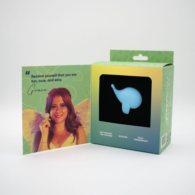The Heavenly Humpback finger bullet vibrator product packaging with a user-friendly design.