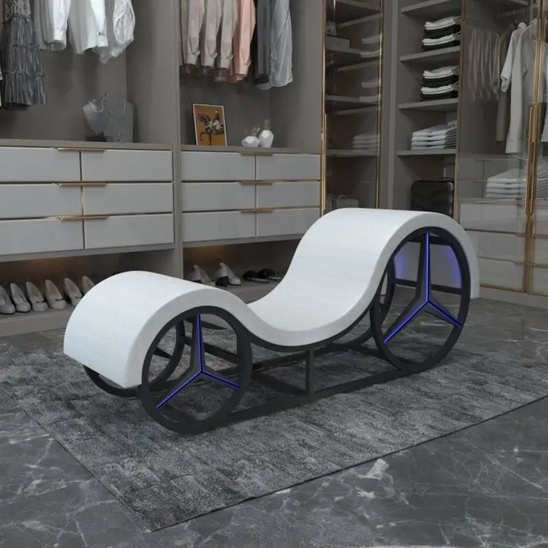 Kama Sutra Mebon Chaise Love Lounge White with Metal Frame and LED Daytona Discreet Intimate Essentials.
