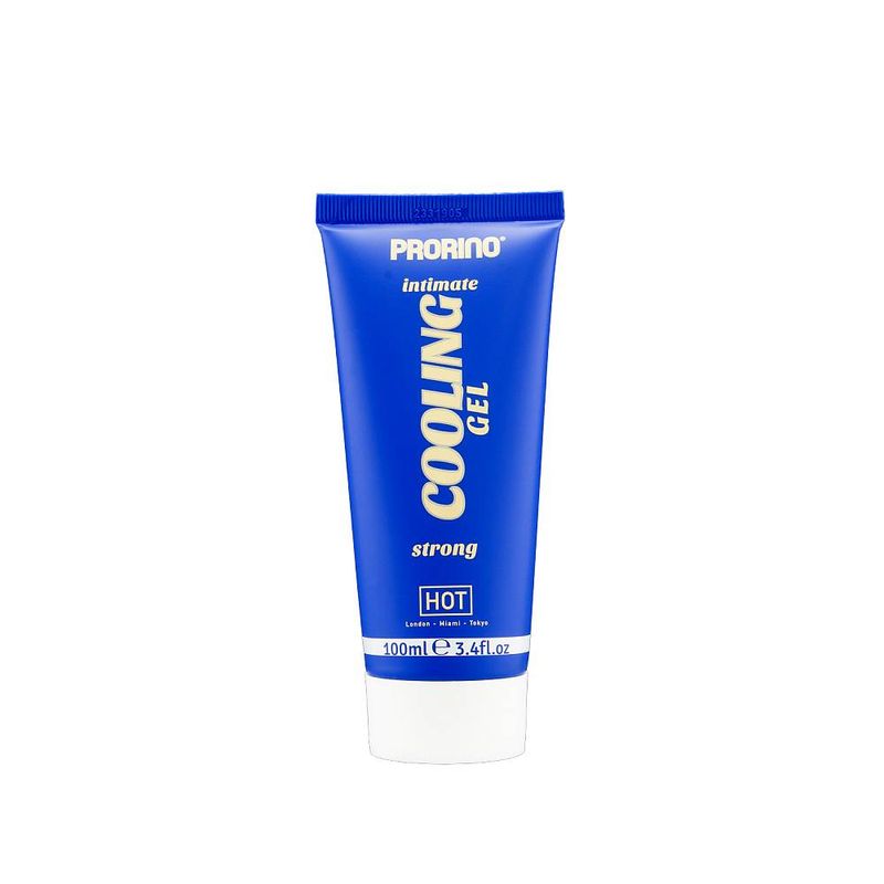 Prorino cooling gel lubricant in a blue packaging, 100ml tube, designed for intense cooling sensation.