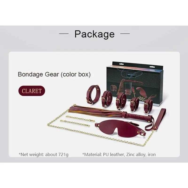 8 Pc Deluxe Bondage Play Kit Burgundy Gold Daytona Discreet Intimate Essentials.
