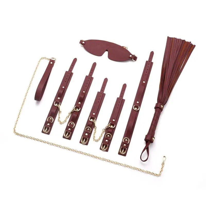 8 Pc Deluxe Bondage Play Kit Burgundy Gold Daytona Discreet Intimate Essentials.