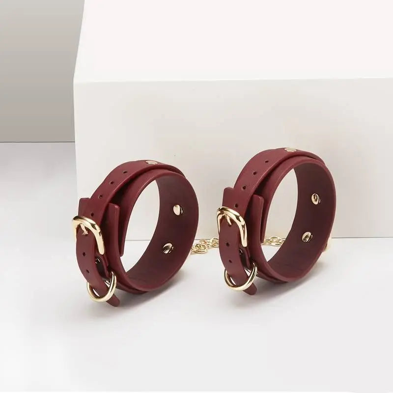 8 Pc Deluxe Bondage Play Kit Burgundy Gold Daytona Discreet Intimate Essentials.