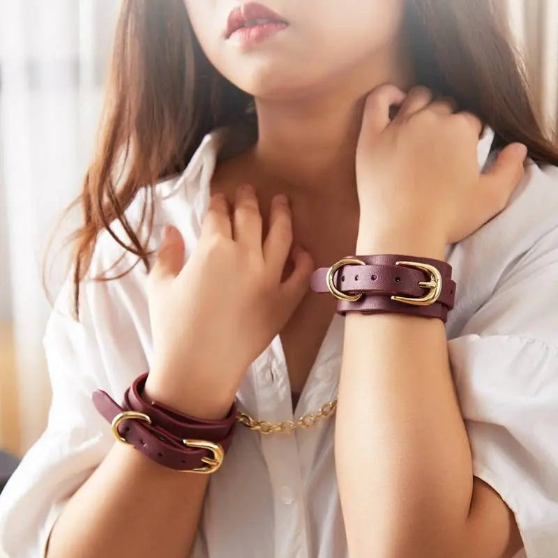 8 Pc Deluxe Bondage Play Kit Burgundy Gold Daytona Discreet Intimate Essentials.