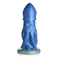 octopus silicone dildo with textured tentacles and tapered head in iridescent blue color