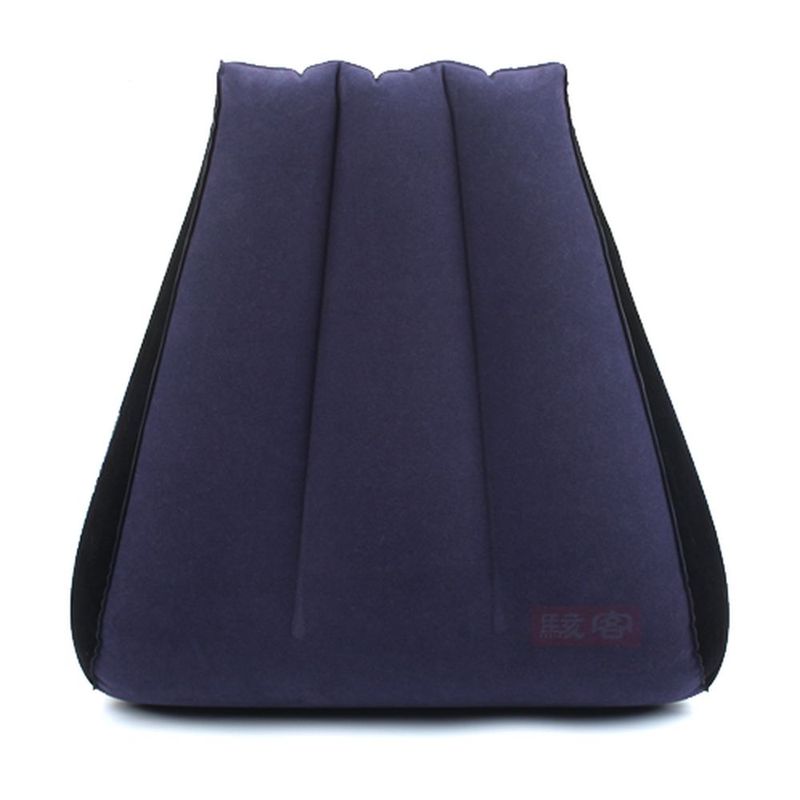 Inflatable sex positioning wedge in dark purple, tapered design for enhanced comfort and mobility during intimate moments.