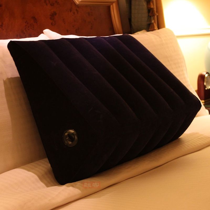 Large inflatable sex positioning wedge cushion with velvet texture for enhanced comfort and support.