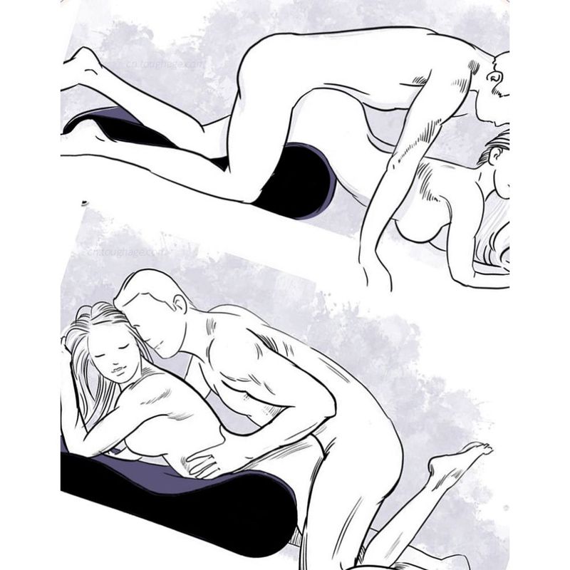 Large Inflatable Mini Sex Positioning Mattress illustrated with couples enjoying intimate positions.